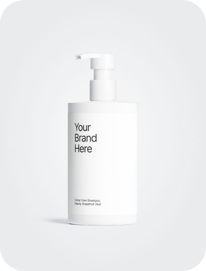 White shampoo bottle with 'Your Brand Here' text on a white background